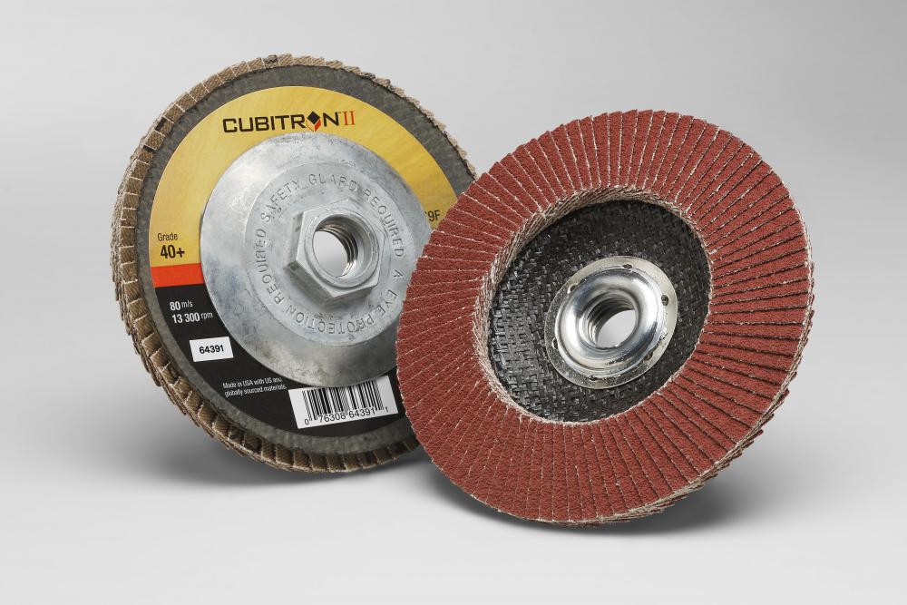 3M™ Cubitron™ II Flap Disc, 969F, T29, Quick Change, 40+, YF-weight, 5 in x 5/8-11 in<span class=' ItemWarning' style='display:block;'>Item is usually in stock, but we&#39;ll be in touch if there&#39;s a problem<br /></span>