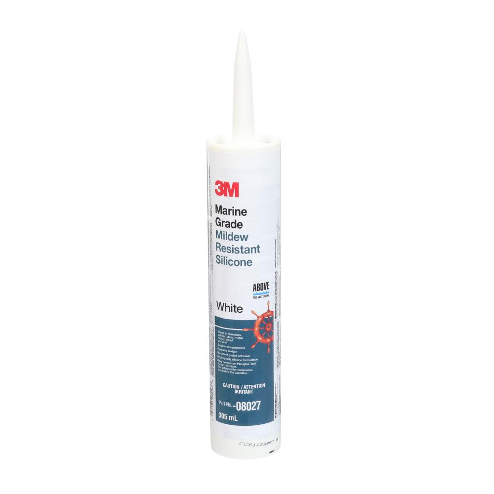 3M™ Marine Grade Silicone Sealant, PN08027, white, 0.1 gal (378.54 mL)<span class=' ItemWarning' style='display:block;'>Item is usually in stock, but we&#39;ll be in touch if there&#39;s a problem<br /></span>