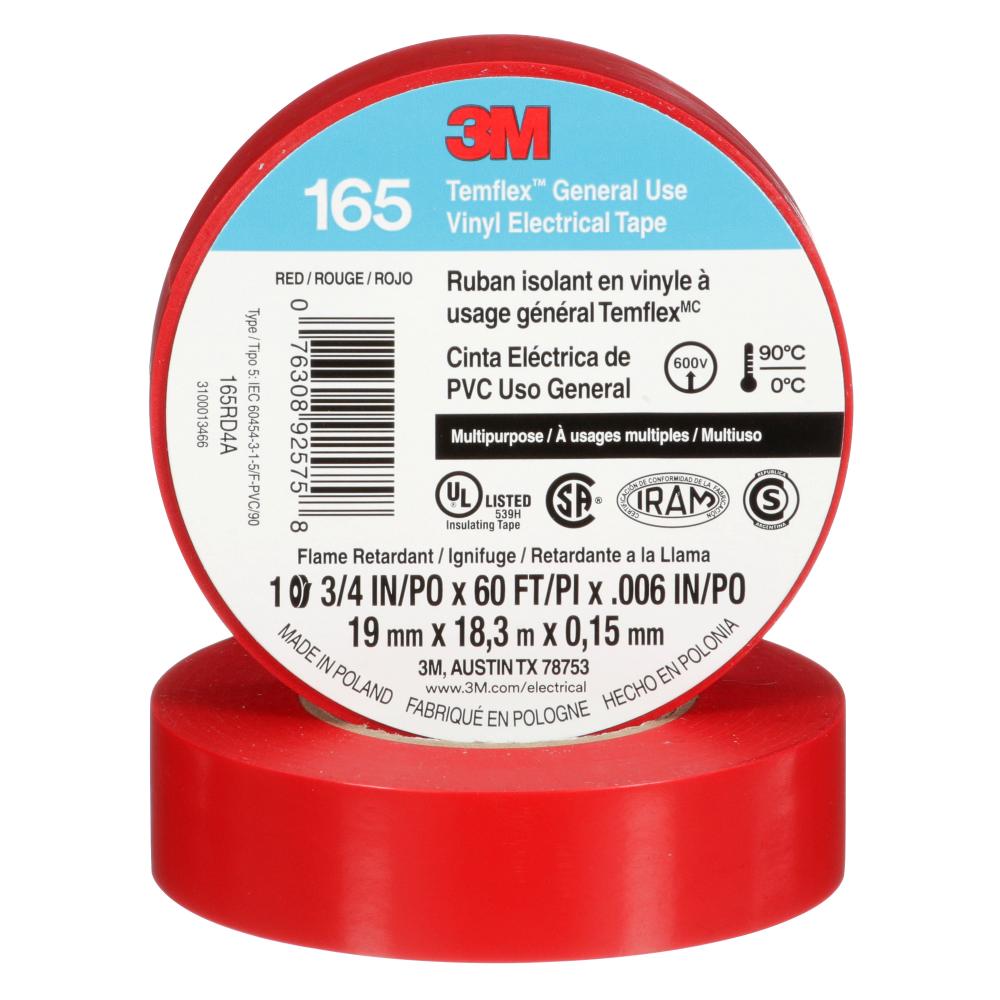 3M™ Temflex™ General Use Vinyl Electrical Tape 165<span class=' ItemWarning' style='display:block;'>Item is usually in stock, but we&#39;ll be in touch if there&#39;s a problem<br /></span>