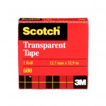 3M 7000125194 - Scotch® Transparent Tape, 600-12BXD, 12.7 mm x 32.9 m (1/2 in x 36 yd), boxed
