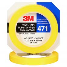 3M 7100044646 - 3M™ Vinyl Tape, 471, yellow, 0.5 in x 36.0 yd x 5.2 mil (1.3 cm x 32.9 m x 0.1 mm)