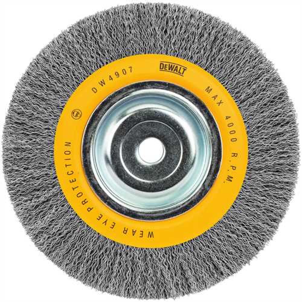 8&#34; crimped bench wire wheel 5/8&#34; abror, wide face, .014&#34; wire<span class=' ItemWarning' style='display:block;'>Item is usually in stock, but we&#39;ll be in touch if there&#39;s a problem<br /></span>