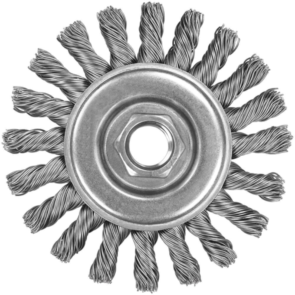 5&#34; x 5/8&#34;-11 XP .020 Carbon Cable Twist Wire Wheel<span class=' ItemWarning' style='display:block;'>Item is usually in stock, but we&#39;ll be in touch if there&#39;s a problem<br /></span>