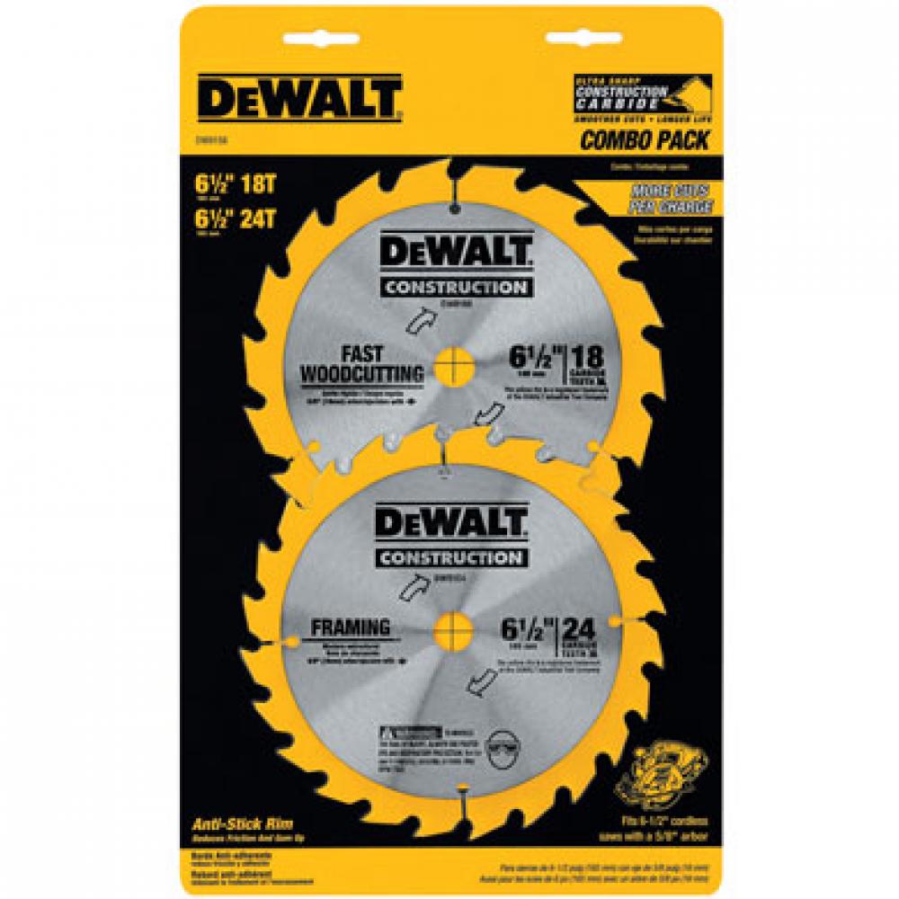 6-1/2&#34; 18-Tooth and 24-Tooth Blade Combo Pack (DW9155 & DW9154)<span class=' ItemWarning' style='display:block;'>Item is usually in stock, but we&#39;ll be in touch if there&#39;s a problem<br /></span>