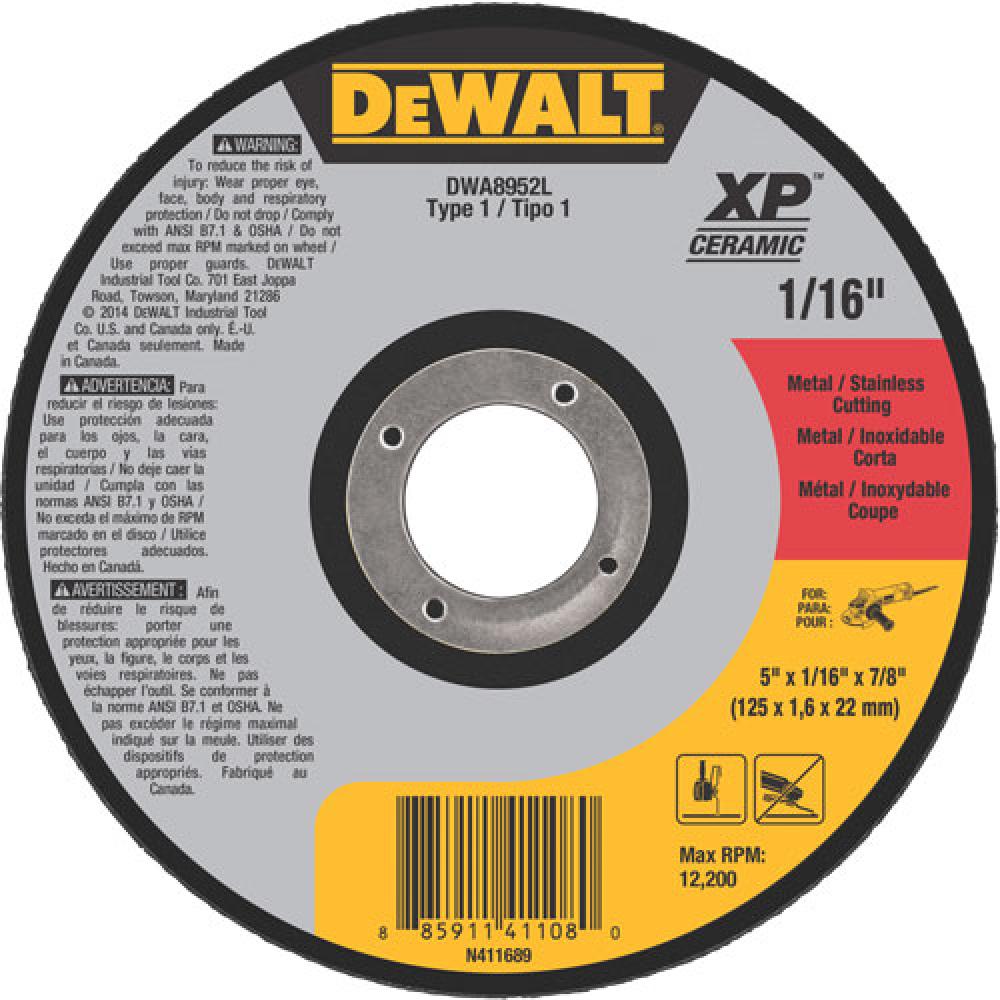 5&#34; x 1/16&#34; x 7/8&#34; Type 1 Metal / Stainless Cutting Wheel<span class=' ItemWarning' style='display:block;'>Item is usually in stock, but we&#39;ll be in touch if there&#39;s a problem<br /></span>
