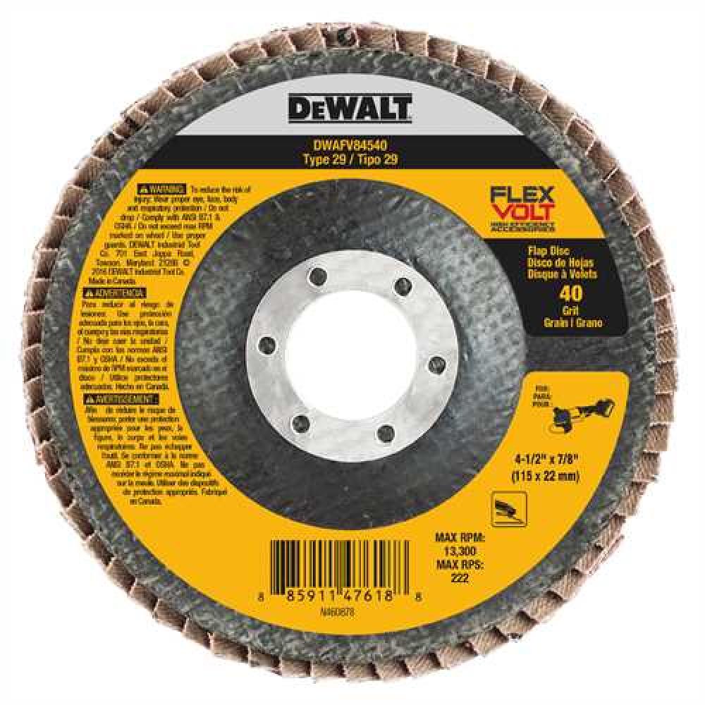 <p>&nbsp;4-1/2&quot; x 7/8&quot; 40G T29 Flexvolt Flap Disc</p><span class=' ItemWarning' style='display:block;'>Item is usually in stock, but we&#39;ll be in touch if there&#39;s a problem<br /></span>