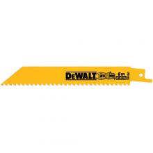DeWalt DW4850 - 6" 6 TPI Straight Back Bi-Metal Reciprocating Saw Blade, Fast Wood Cutting (5 pack)