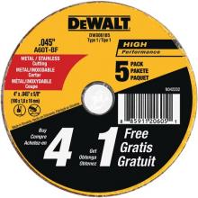 DeWalt DW8061B5 - 4" x .045" x 5/8" metal and stainless cutting 5 Pack