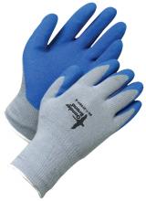 Bob Dale Gloves & Imports Ltd 99-1-275BP-8 - Seamless Knit Grey Poly-Cotton Blue Crinkle Latex Palm