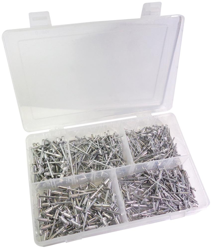 500 PIECE ALUMINUM BLIND RIVET ASSORTMENT<span class=' ItemWarning' style='display:block;'>Item is usually in stock, but we&#39;ll be in touch if there&#39;s a problem<br /></span>