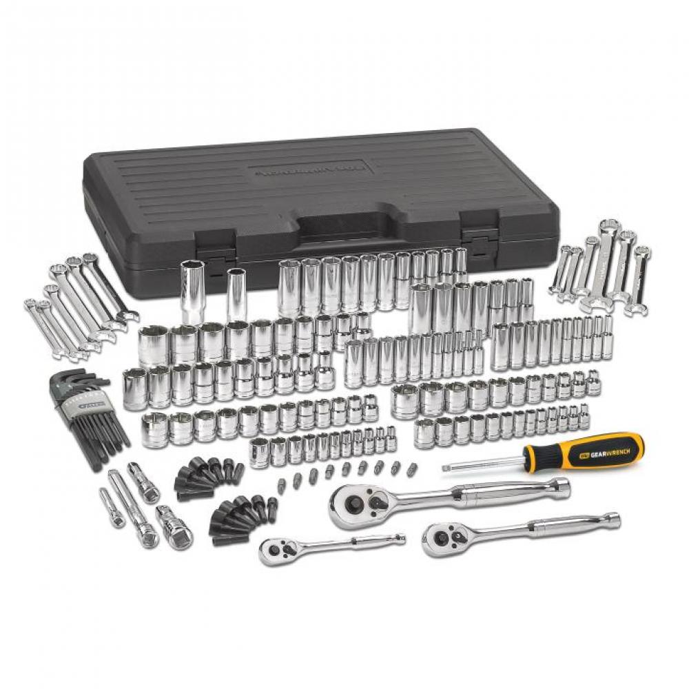 165 Pc. 1/4&#34;, 3/8&#34;, and 1/2&#34; Drive 6 Point SAE/Metric Mechanics Tool Set<span class=' ItemWarning' style='display:block;'>Item is usually in stock, but we&#39;ll be in touch if there&#39;s a problem<br /></span>