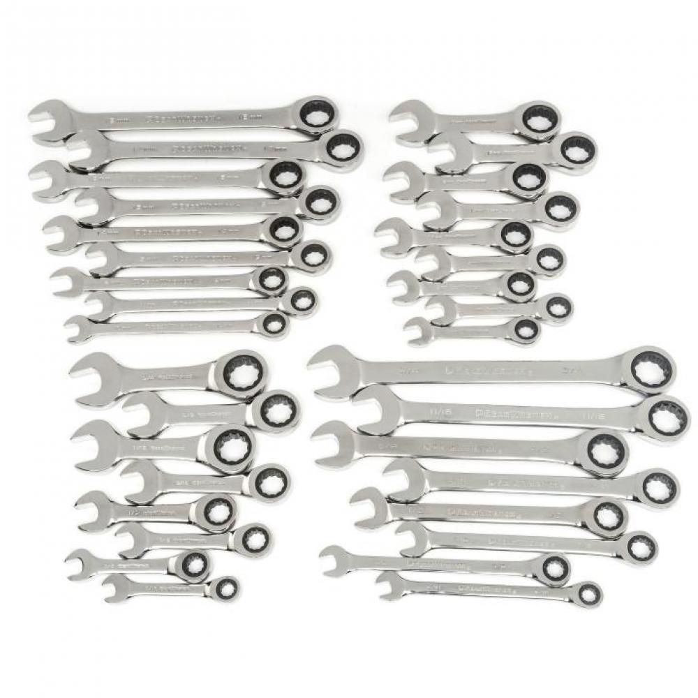 34 Pc. 72-Tooth 12 Point SAE/Metric Standard/Stubby Combination Ratcheting Wrench Set<span class=' ItemWarning' style='display:block;'>Item is usually in stock, but we&#39;ll be in touch if there&#39;s a problem<br /></span>