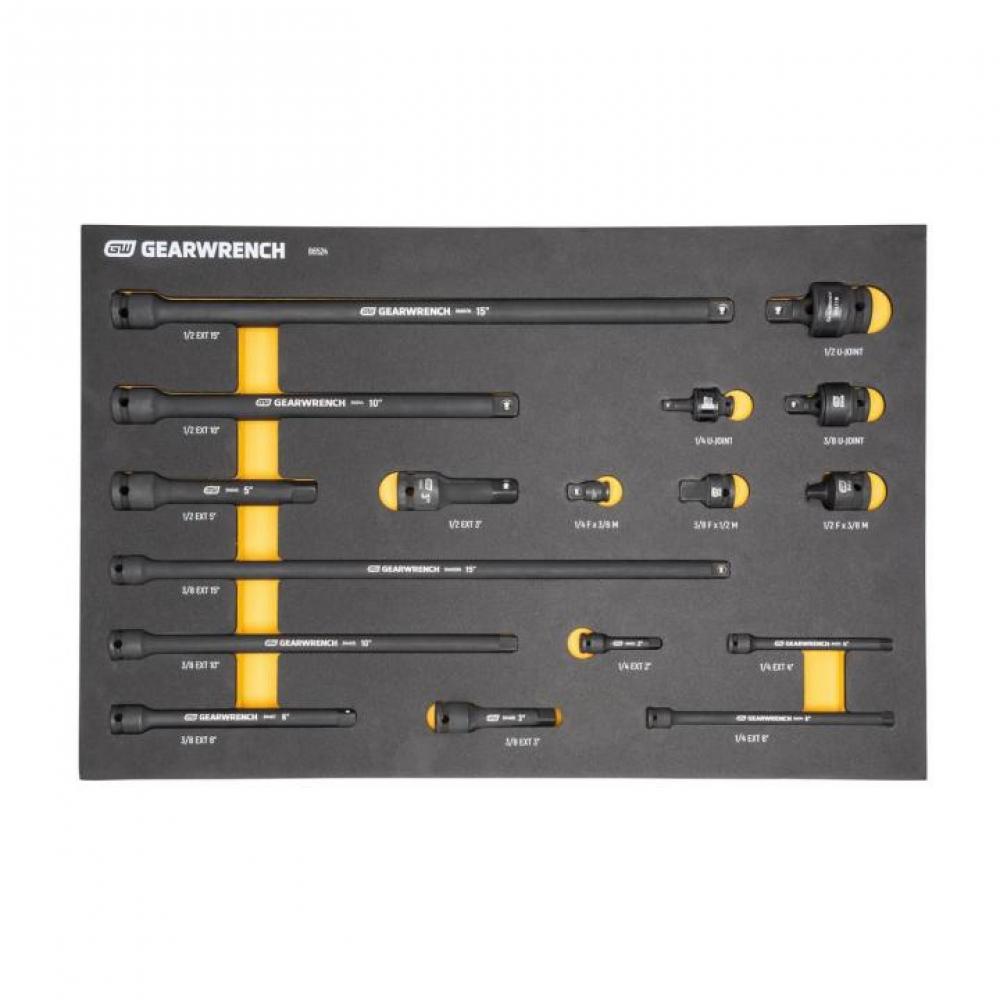 17 Pc. 1/4&#34;, 3/8&#34;, 1/2&#34; Impact Drive Tool Accessories Set with Foam Storage Tray<span class=' ItemWarning' style='display:block;'>Item is usually in stock, but we&#39;ll be in touch if there&#39;s a problem<br /></span>