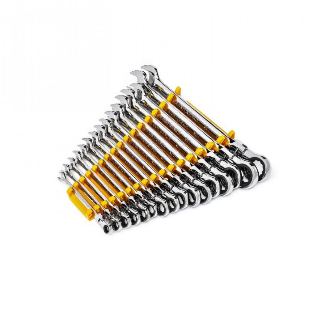 16 Pc. 90-Tooth 12 Point Metric Flex Combination Ratcheting Wrench Set<span class=' ItemWarning' style='display:block;'>Item is usually in stock, but we&#39;ll be in touch if there&#39;s a problem<br /></span>