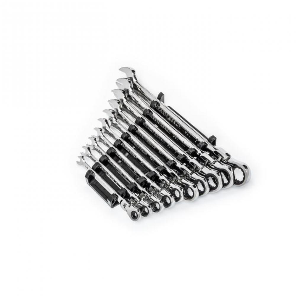 10 Pc. 90-Tooth 12 Point SAE Flex Combination Ratcheting Wrench Set<span class=' ItemWarning' style='display:block;'>Item is usually in stock, but we&#39;ll be in touch if there&#39;s a problem<br /></span>