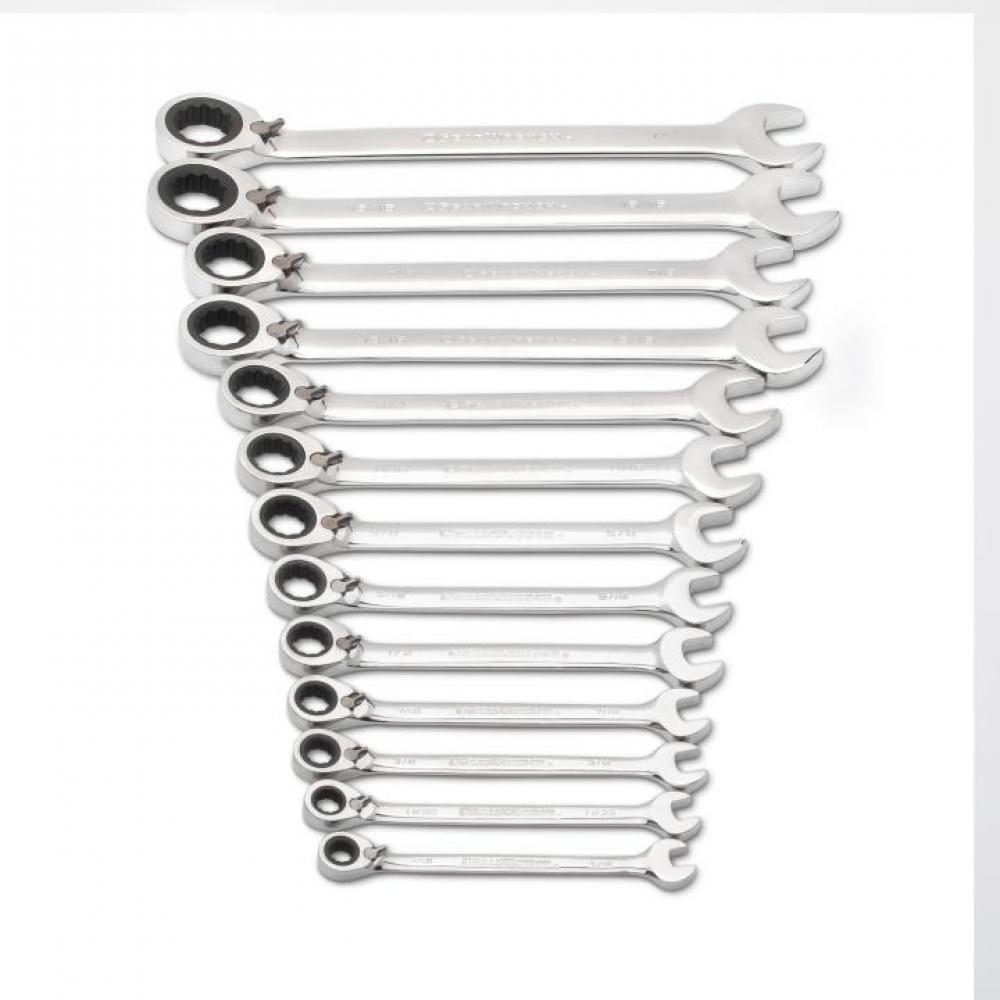 13 Pc. 72-Tooth 12 Point SAE Reversible Combination Ratcheting Wrench Set<span class=' ItemWarning' style='display:block;'>Item is usually in stock, but we&#39;ll be in touch if there&#39;s a problem<br /></span>