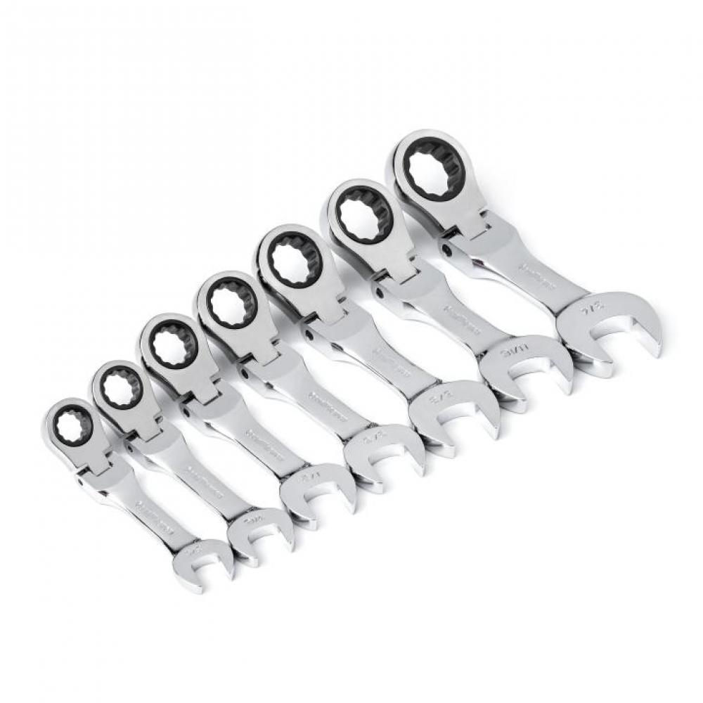 7 Pc. 72-Tooth 12 Point SAE Stubby Flex Combination Ratcheting Wrench Set<span class=' ItemWarning' style='display:block;'>Item is usually in stock, but we&#39;ll be in touch if there&#39;s a problem<br /></span>