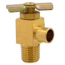 Paulin D45-B - 1/4"x3/8" Drain Cock Needle Seat 90° w/Hose Bibb Brass