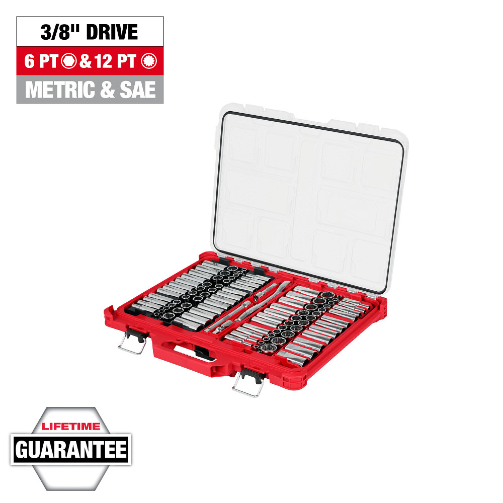 98pc 3/8&#34; 6-Pt and 12-Pt Metric & SAE Ratchet & Socket Set with PACKOUT Low-Profile Organizer<span class=' ItemWarning' style='display:block;'>Item is usually in stock, but we&#39;ll be in touch if there&#39;s a problem<br /></span>