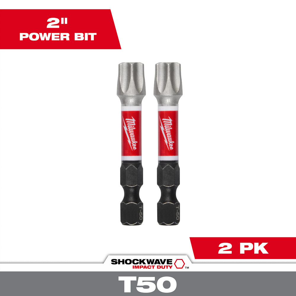 SHOCKWAVE Impact Duty 2&#34; T50 Impact Bits 2Pk<span class=' ItemWarning' style='display:block;'>Item is usually in stock, but we&#39;ll be in touch if there&#39;s a problem<br /></span>