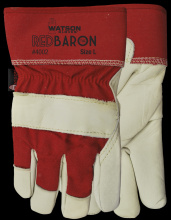 Watson Gloves 4002-X - RED BARON FULLGRAIN COW COTTON DRILL BACK COMBO - X