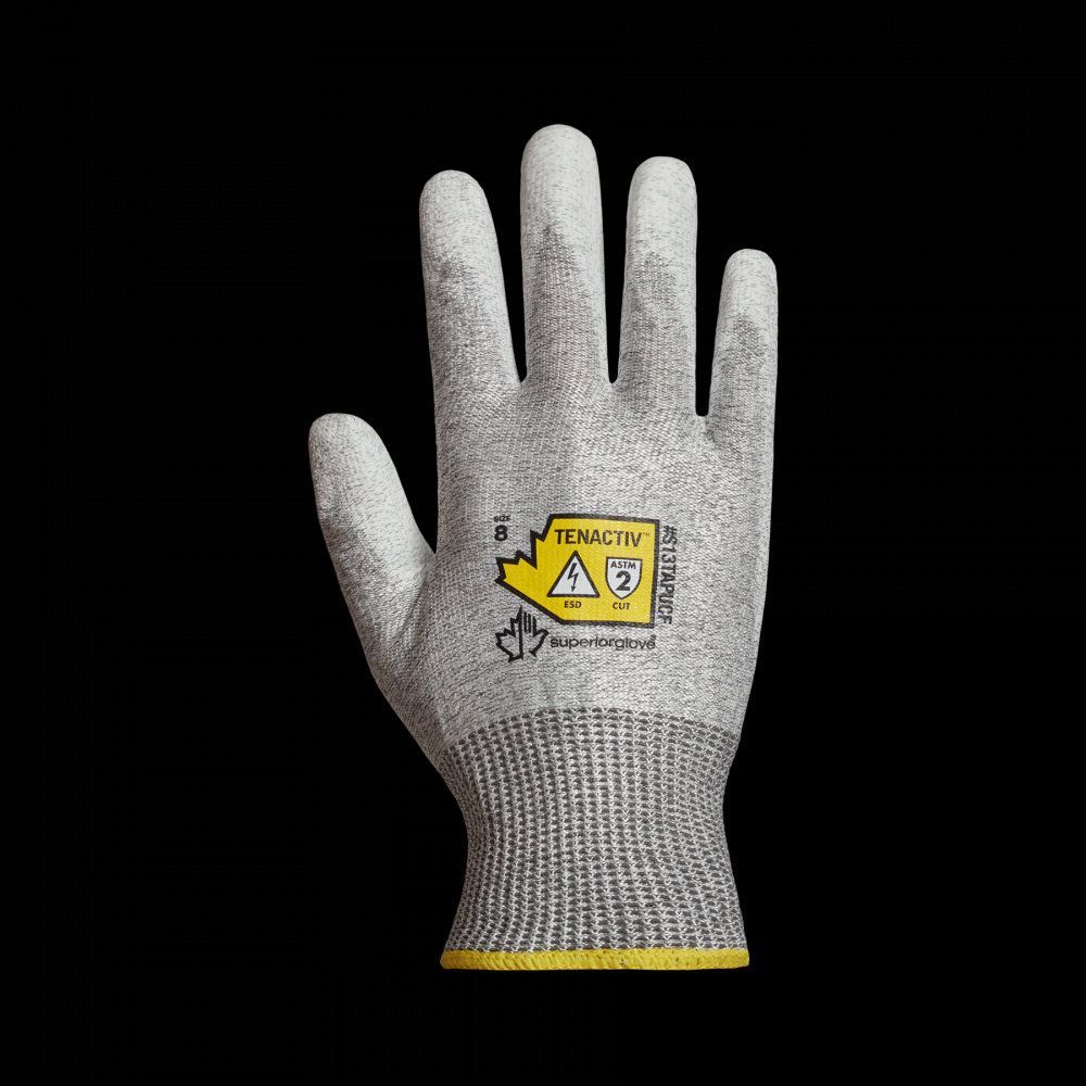 CUT A2 ESD KNIT + PU PALMS<span class=' ItemWarning' style='display:block;'>Item is usually in stock, but we&#39;ll be in touch if there&#39;s a problem<br /></span>