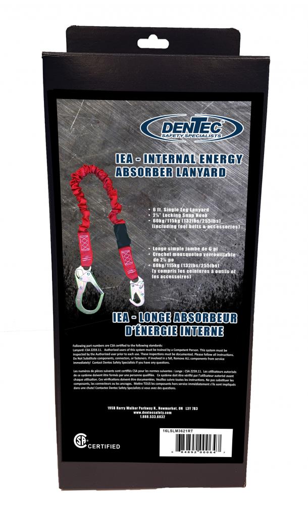 6FT IEA SINGLE LEG LANYARD W/2-1/4HOOK R<span class=' ItemWarning' style='display:block;'>Item is usually in stock, but we&#39;ll be in touch if there&#39;s a problem<br /></span>