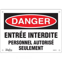 Zenith Safety Products SGM270 - "Personnel Autorisé Seulement" Sign