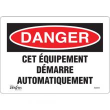 Zenith Safety Products SGM451 - "Équipement Démarre Automatiquement" Sign