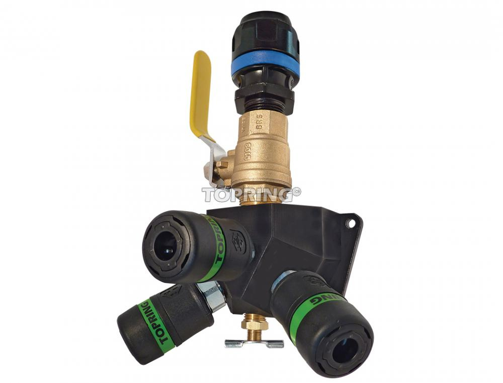 Aluminum Wall Manifold With 3 Ultraflo Quick Couplers for 20 mm S08<span class=' ItemWarning' style='display:block;'>Item is usually in stock, but we&#39;ll be in touch if there&#39;s a problem<br /></span>
