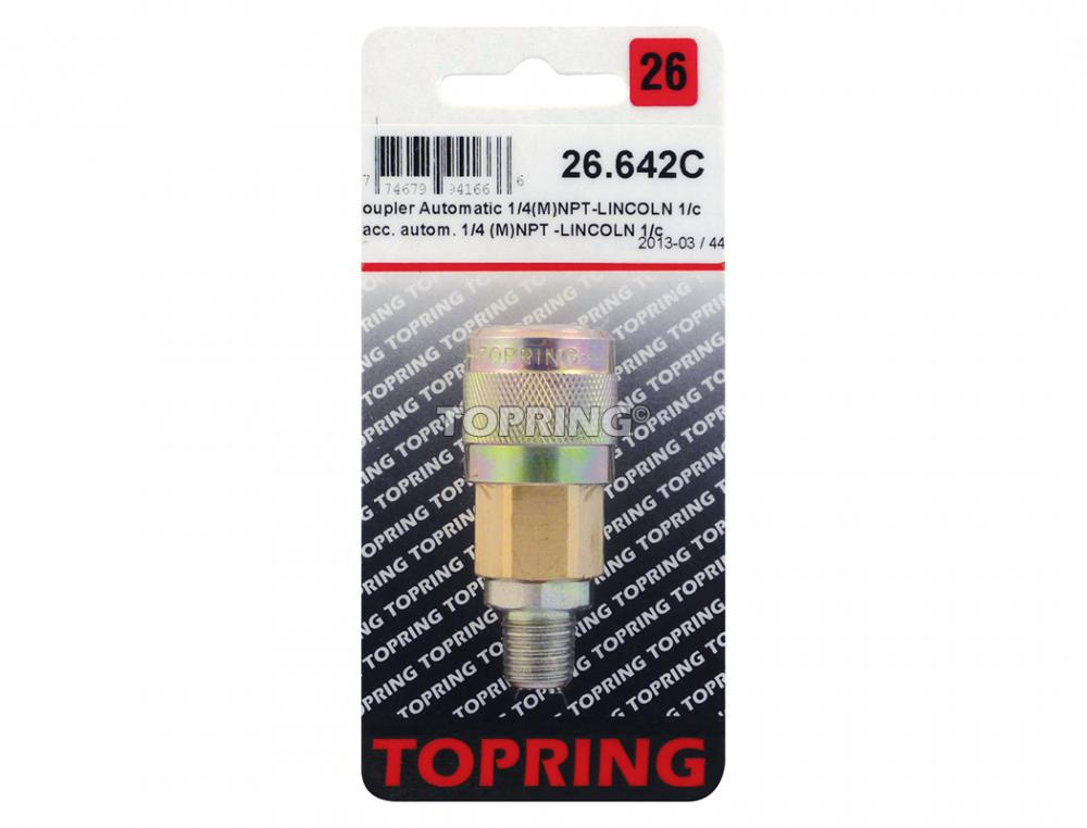 1/4 Lincoln Brass Quick Coupler 1/4 (M) NPT<span class=' ItemWarning' style='display:block;'>Item is usually in stock, but we&#39;ll be in touch if there&#39;s a problem<br /></span>