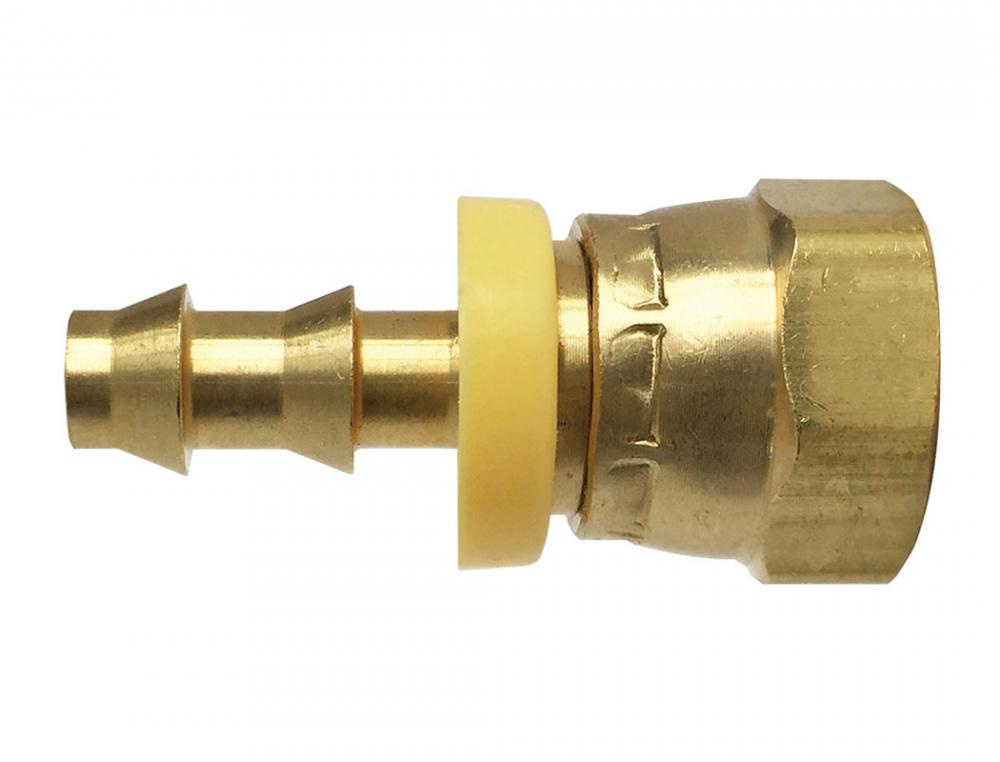 Brass Push-On Swivel Adapter 1/4 Hose Barb to 1/4 (F) NPT<span class=' ItemWarning' style='display:block;'>Item is usually in stock, but we&#39;ll be in touch if there&#39;s a problem<br /></span>