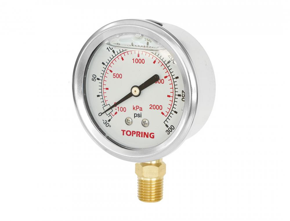 2-1/2 In. Stainless Steel Liquid Filled Pressure Gauge With Glycerin 30 Hg + 300 PSI<span class=' ItemWarning' style='display:block;'>Item is usually in stock, but we&#39;ll be in touch if there&#39;s a problem<br /></span>