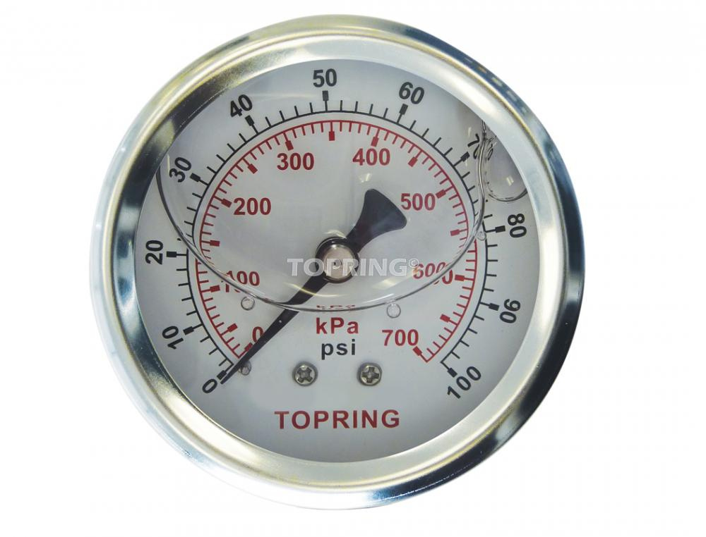 2-1/2 In. Stainless Steel Liquid Filled Pressure Gauge With Glycerin 0 to 100 PSI<span class=' ItemWarning' style='display:block;'>Item is usually in stock, but we&#39;ll be in touch if there&#39;s a problem<br /></span>