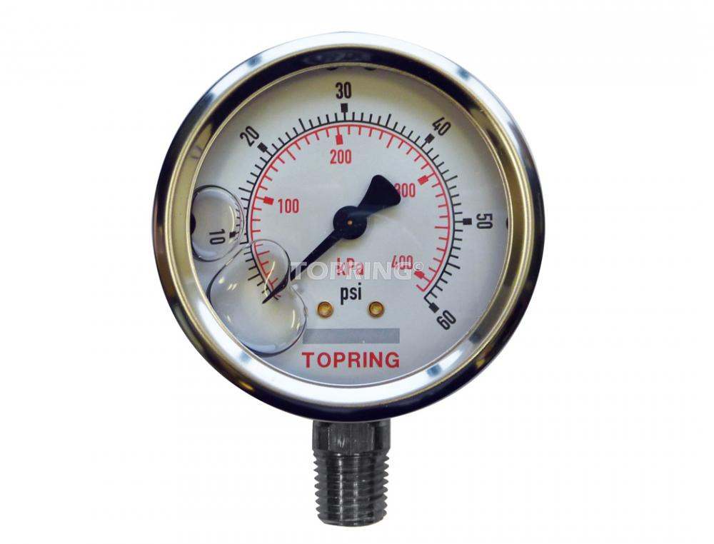 4 In. Stainless Steel Liquid Filled Pressure Gauge With Glycerin 0 to 60 PSI<span class=' ItemWarning' style='display:block;'>Item is usually in stock, but we&#39;ll be in touch if there&#39;s a problem<br /></span>