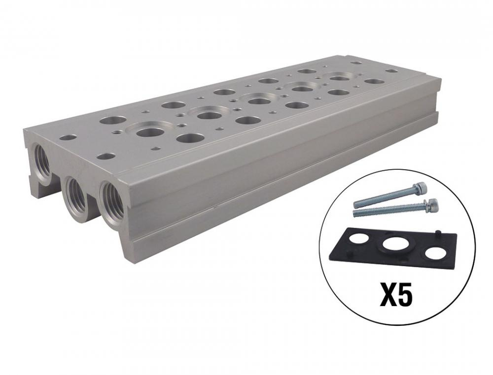 5 Station Manifold Base 3/8 (F) NPT<span class=' ItemWarning' style='display:block;'>Item is usually in stock, but we&#39;ll be in touch if there&#39;s a problem<br /></span>