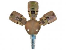 Topring 20.701C - 3-Way Brass Air Splitter With 3 1/4 Industrial Quick Couplers