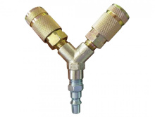 Topring 23.702C - 2-Way Brass Air Splitter With 1/4 Aro Quick Couplers