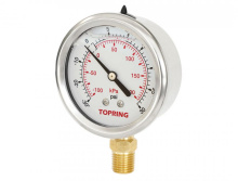 Topring 55.6 - Liq. Gauge 2-1/2" - 1/4NPT LM 30"Hg - 30 SS/Brass