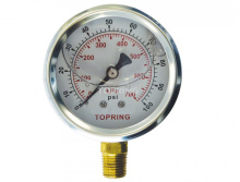 Topring 55.623 - 2-1/2 In. Stainless Steel Liquid Filled Pressure Gauge With Glycerin 0 to 100 PSI