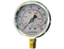 Topring 55.628 - 2-1/2 In. Stainless Steel Liquid Filled Pressure Gauge With Glycerin 0 to 160 PSI