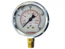 Topring 55.633 - 2-1/2 In. Stainless Steel Liquid Filled Pressure Gauge With Glycerin 0 to 200 PSI