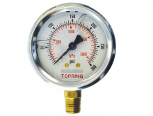 Topring 55.638 - 2-1/2 In. Stainless Steel Liquid Filled Pressure Gauge With Glycerin 0 to 300 PSI