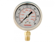 Topring 55.643 - 2-1/2 In. Stainless Steel Liquid Filled Pressure Gauge With Glycerin 0 to 600 PSI