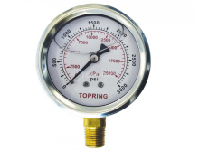 Topring 55.663 - 2-1/2 In. Stainless Steel Liquid Filled Pressure Gauge With Glycerin 0 to 3000 PSI