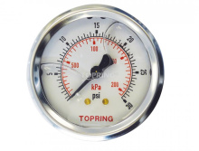 Topring 55.713 - 2-1/2 In. Stainless Steel Liquid Filled Pressure Gauge With Glycerin 0 to 30 PSI