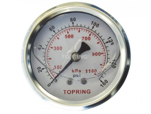 Topring 55.728 - 2-1/2 In. Stainless Steel Liquid Filled Pressure Gauge With Glycerin 0 to 160 PSI