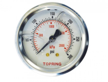 Topring 55.738 - 2-1/2 In. Stainless Steel Liquid Filled Pressure Gauge With Glycerin 0 to 300 PSI