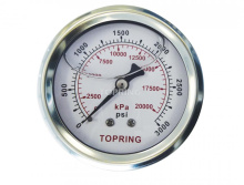 Topring 55.763 - 2-1/2 In. Stainless Steel Liquid Filled Pressure Gauge With Glycerin 0 to 3000 PSI