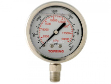 Topring 55.865 - 2-1/2 In. Stainless Steel Liquid Filled Pressure Gauge With Glycerin 0 to 3000 PSI